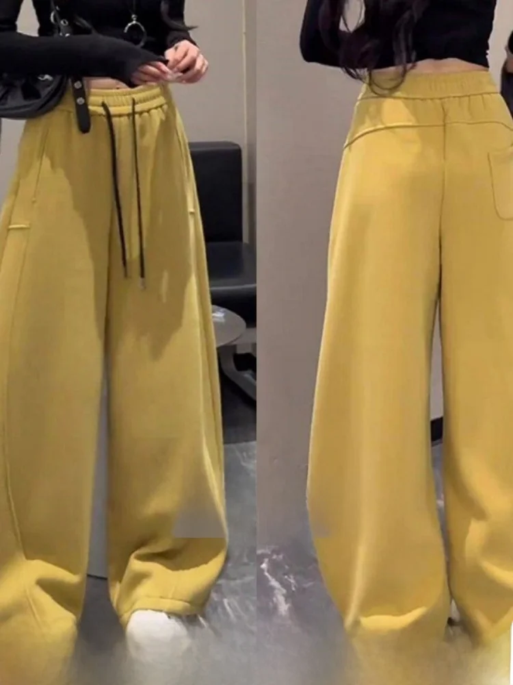 

Женские широкие брюки для похудения с высокой талией, спортивные повседневные брюки прямого кроя для работы и отдыха