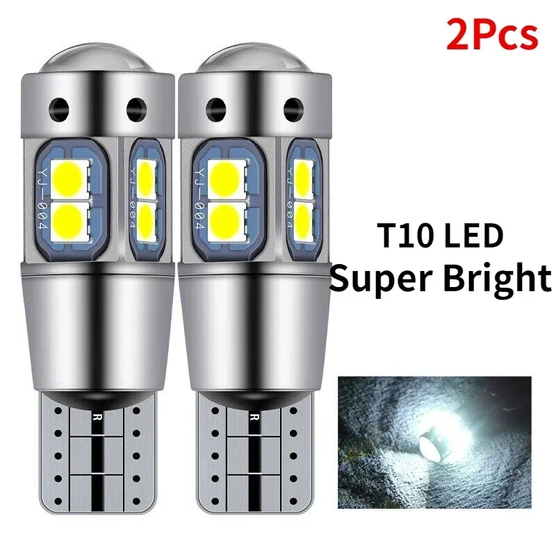 2Pcs Super Brigh T10 W5W 168 192 Led Tail Light White 3030 10SMD 12V Car Led Auto Lamp CANBUS NO Error Car Marker Parking Bulb