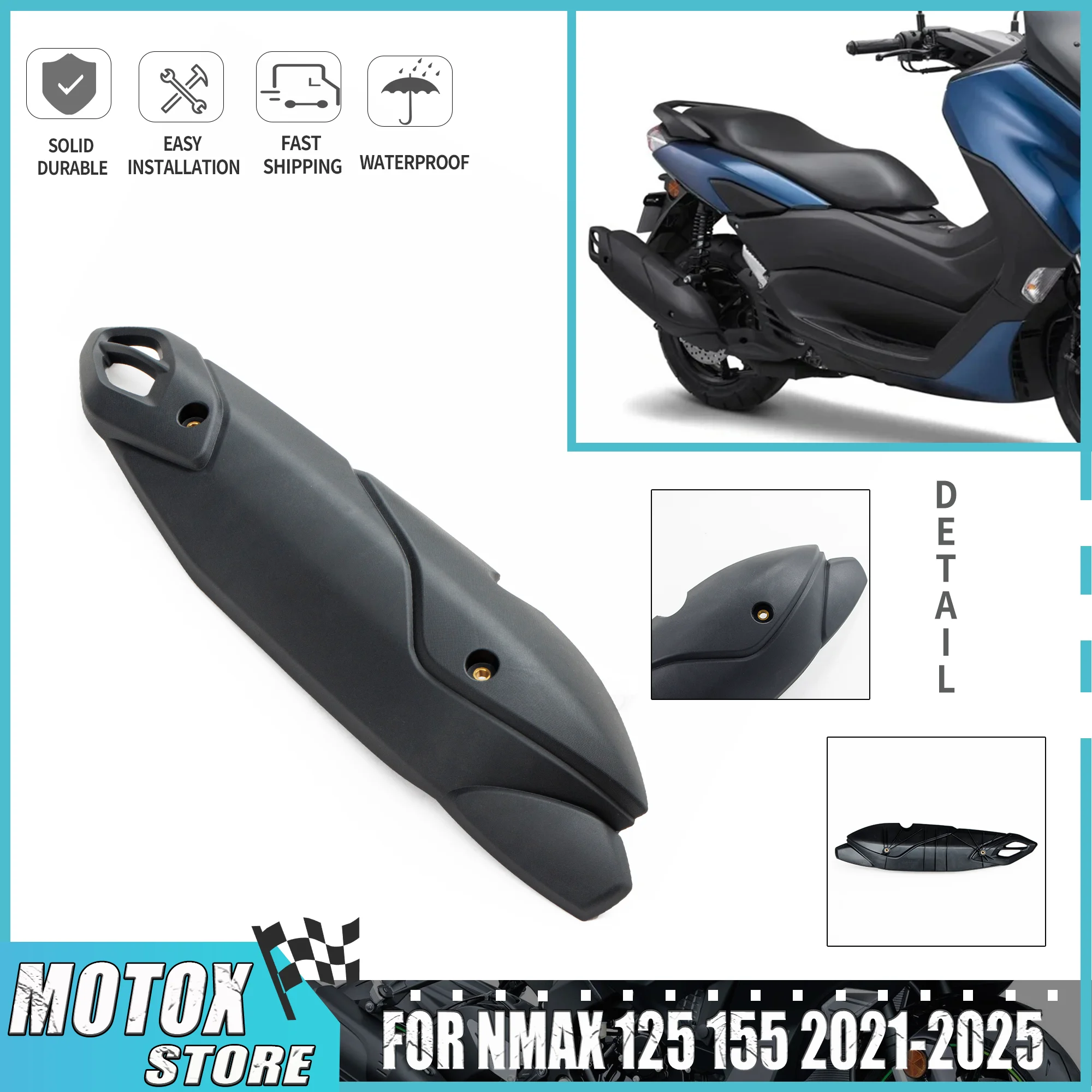Fit for Yamaha NMAX 125 2021-2025 TECH MAX NMAX 155 2021-2024 Moto Exhaust Pipe Cover Cowl Protector 2022 2024 NMAX125 NMAX155