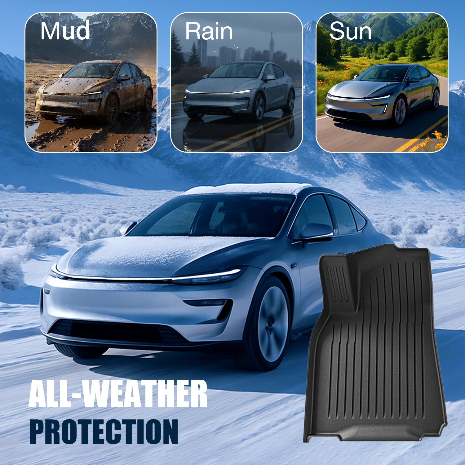 TPE Floor Liners For 2025‑2026 Tesla Model Y Juniper, 5‑Seater Only, Exclude Standard Version, All‑Weather Custom Fit Easy To Clean Car Floor Mats