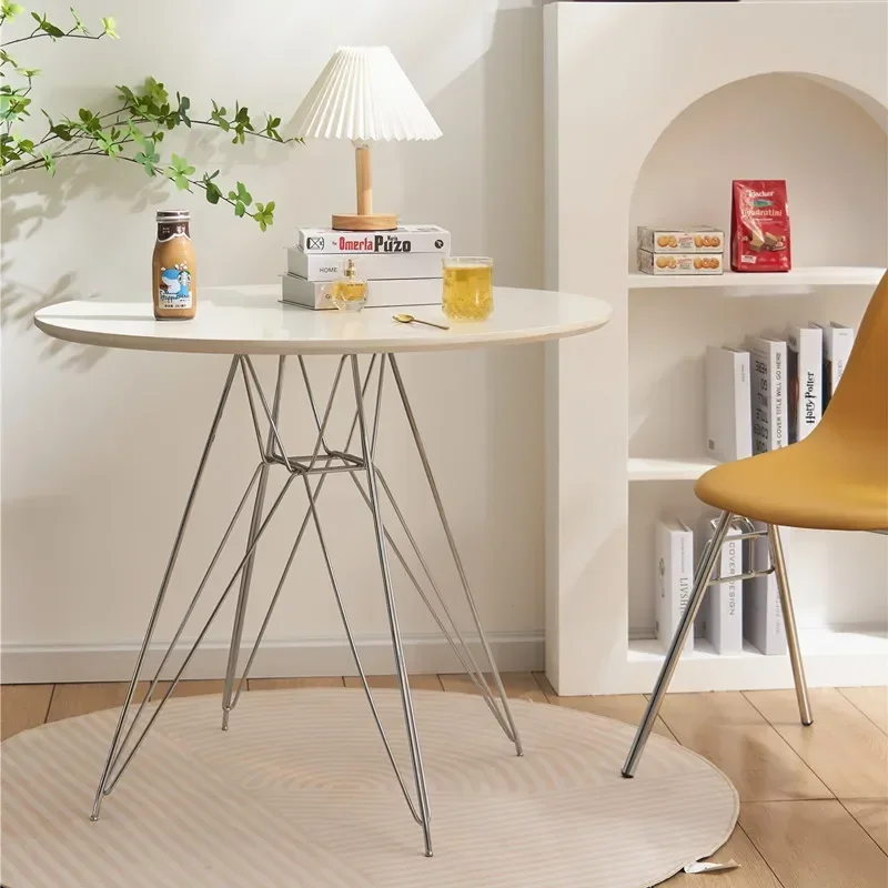 Modern simple small round table to negotiate reception coffee small apartment balcony Nordic leisure glass small dining table