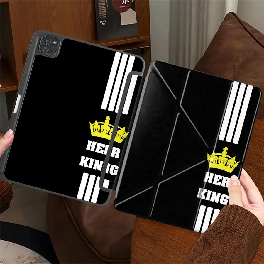 

Чехол для планшета iPad Pro 2025 Air 4 5 M3 M2 1 2 M4 11 дюймов Mini 6 7 Pro 11-го 10-го 9-го 8-го 7-го поколений 12.9 дюймов с держателем King Queen
