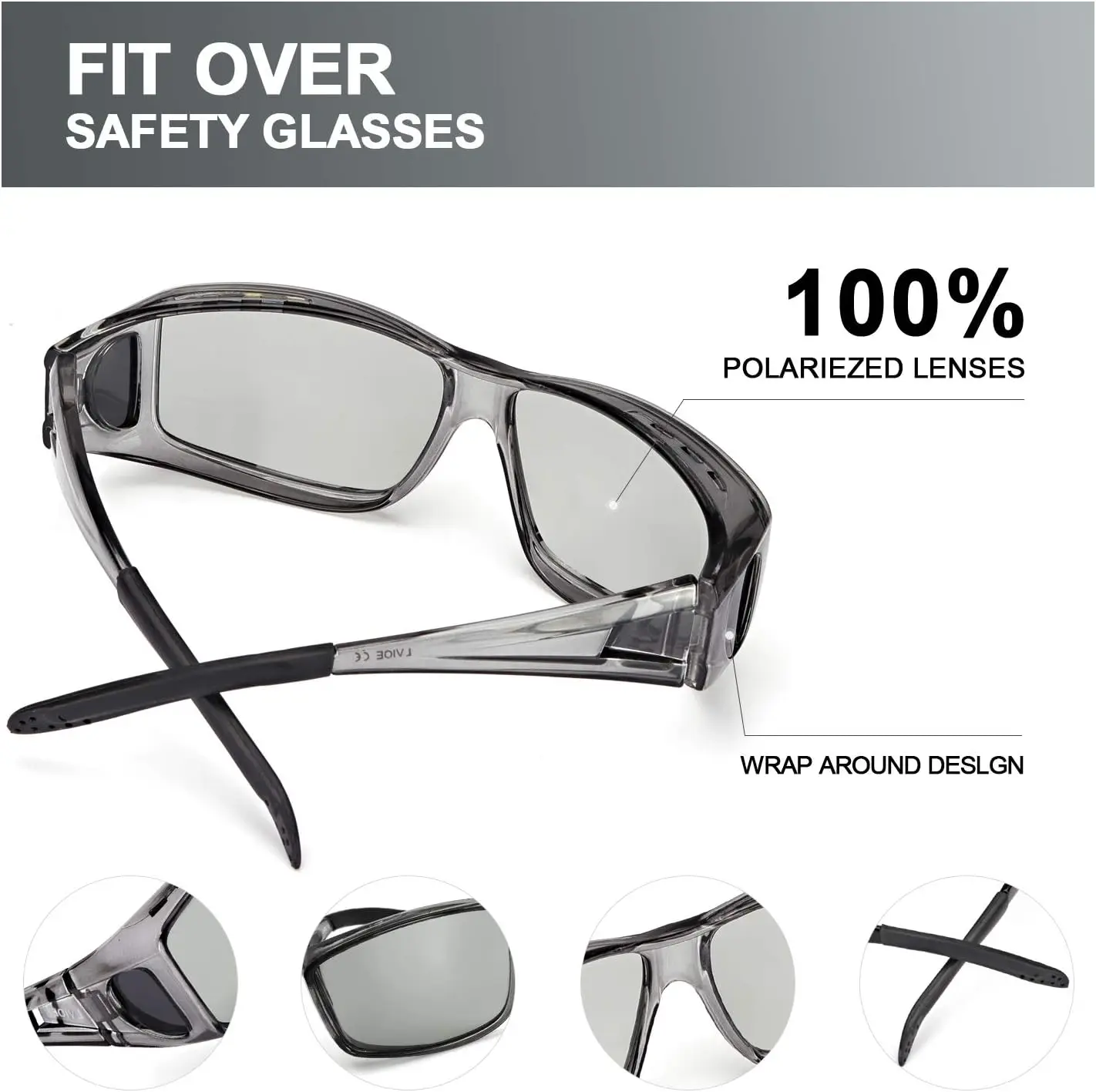 LVIOE Fit Over Photochromic Polarized Sunglasses for Outdoor Activities Wear Over Rx/Prescription Glasses UV400 Protection
