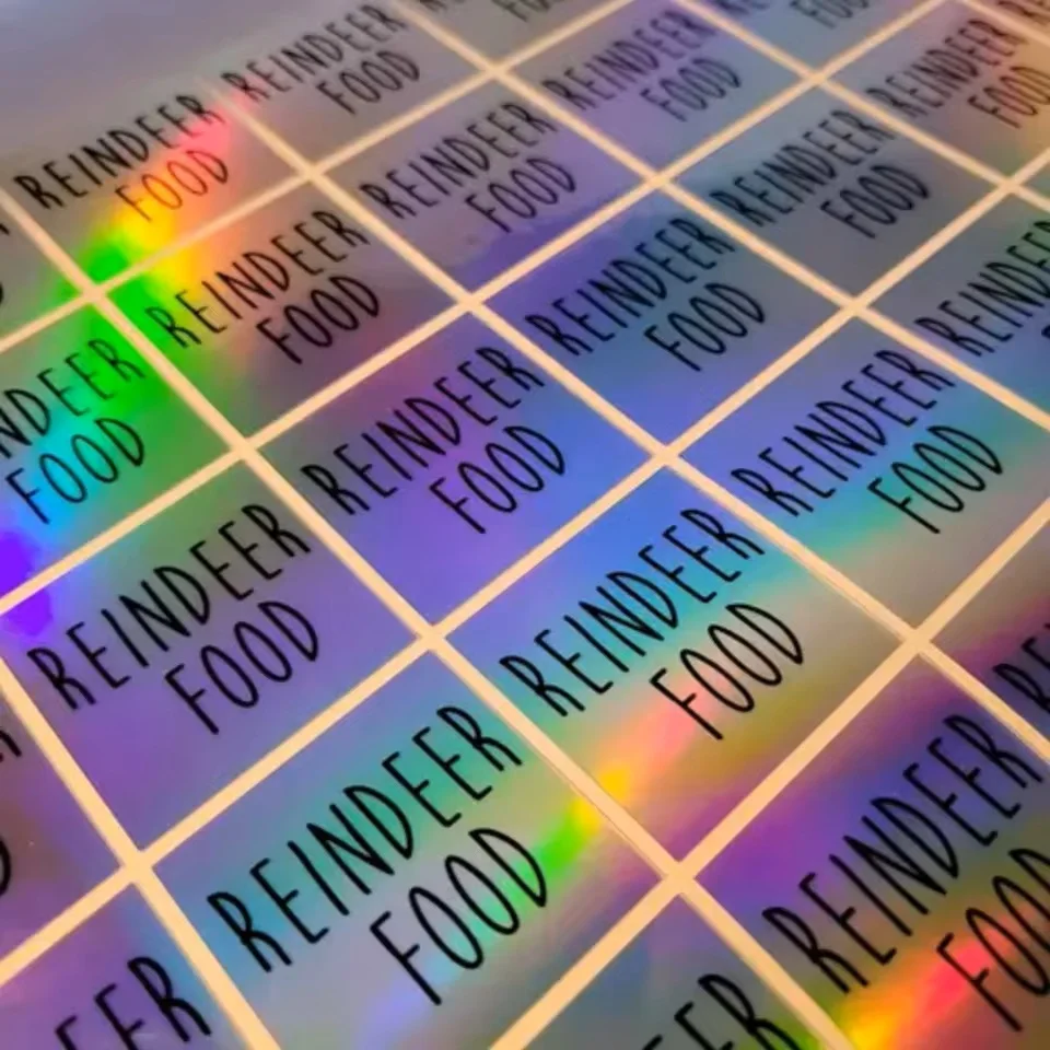 96pcsCustomized laser sticker square QR code label with logo and text, personalized social media label, metallic luster