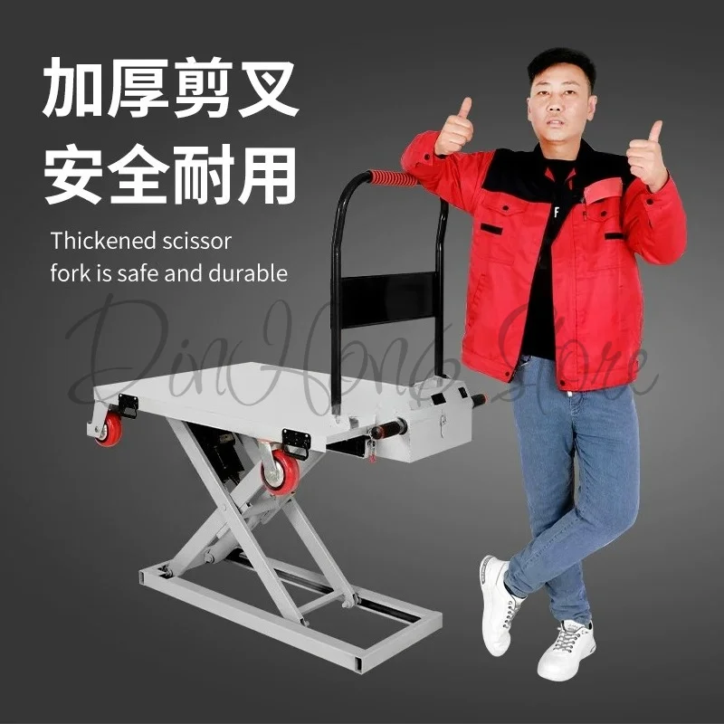 Mobile stainless steel electric truck lifting small trolley flat cart trolley fork
