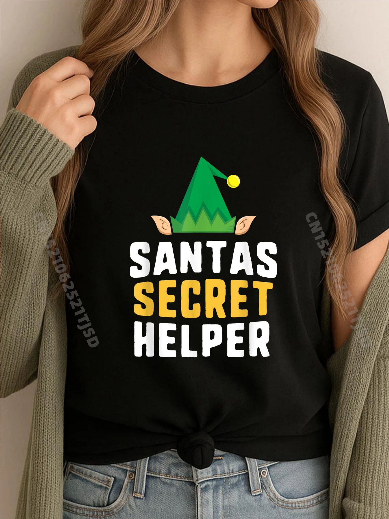 

Одинаковая семейная рождественская брендовая одежда Santa Secret Helper Elf, распродажа, потертые топы и футболки в стиле ретро, большой размер