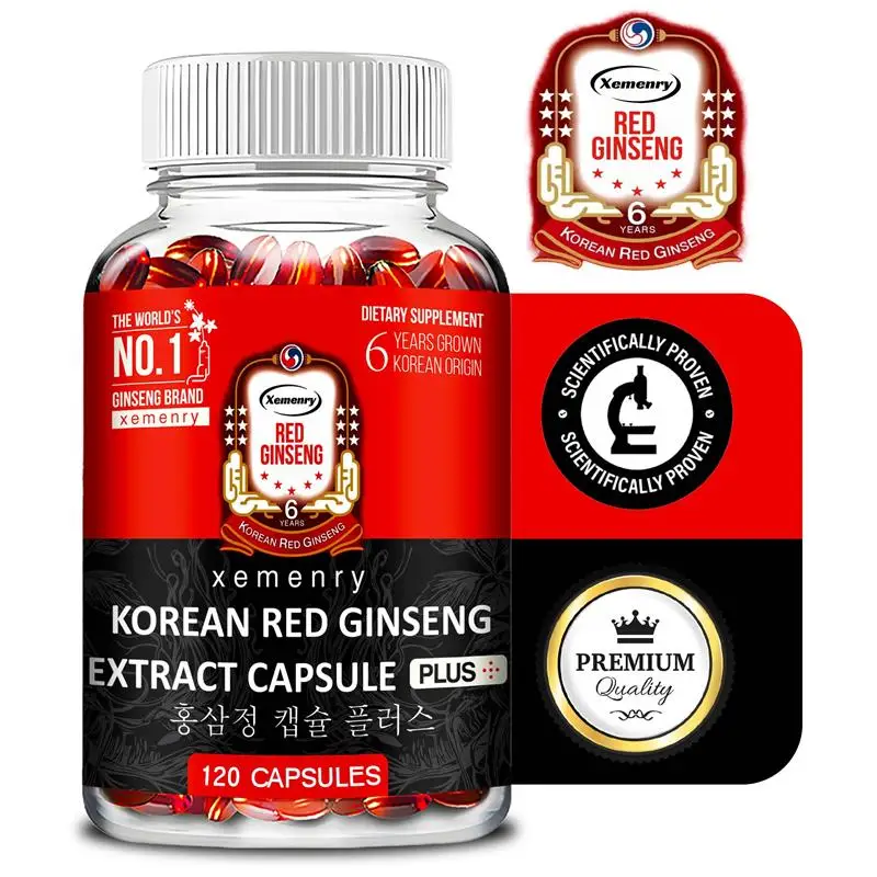 

Korean Red Ginseng Extract Capsules - Natural Energy Supplement To Boost Immunity, Improve Energy and Athletic Performance