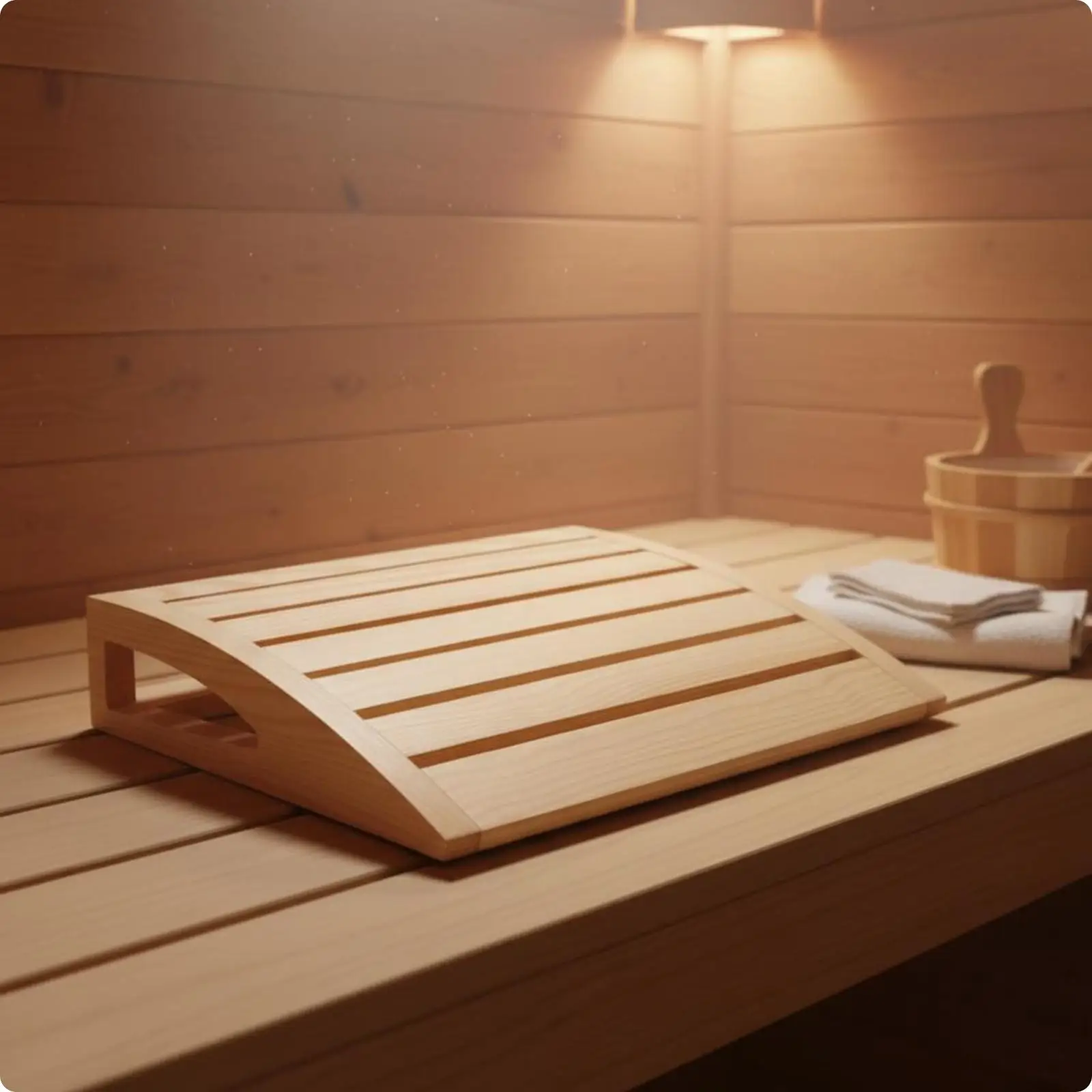 Sauna Headrest unobstructedSided Fir Wood Neck Pillow Heat-Resistant