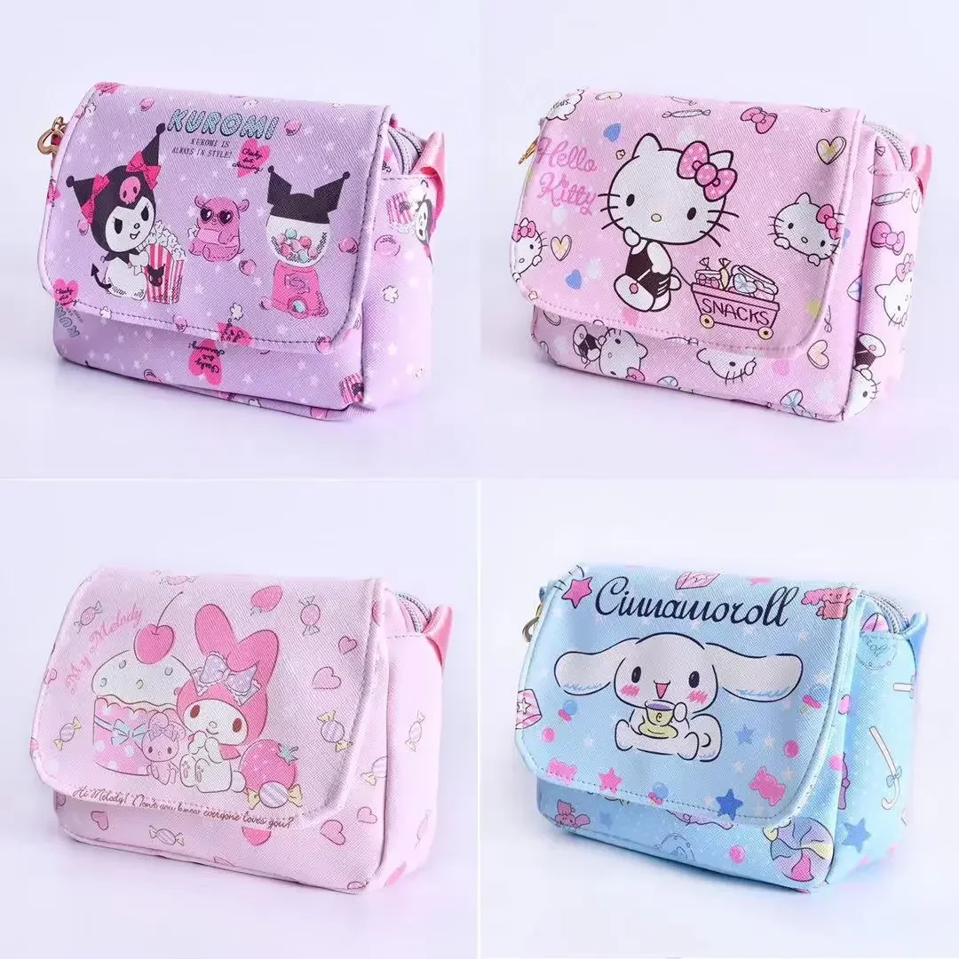 

MINISO Kuromi Fashion Casual All-match Small Bag Women's Leather Crossbody Shoulder Bag Anime kawaii Cartoon School Bag Mochila