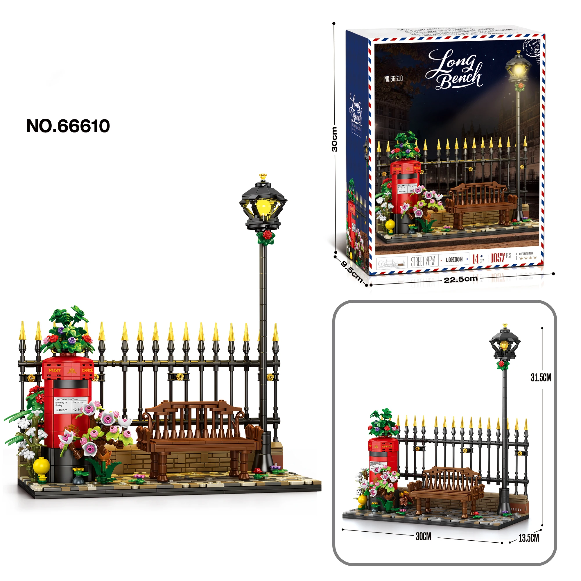 

1057PCS Illuminated British Postbox Building Blocks Set, Creative Home Decor Model Assembly Toy, Birthday and Holiday Gift