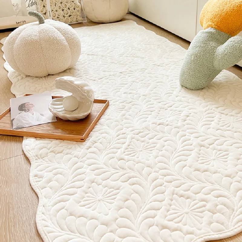 

Milk Velvet Quilted Carpets for Living Room Bedroom Winter Thicken Bedside Rugs Machine Washable Anti Slip Kids Crawling Carpet