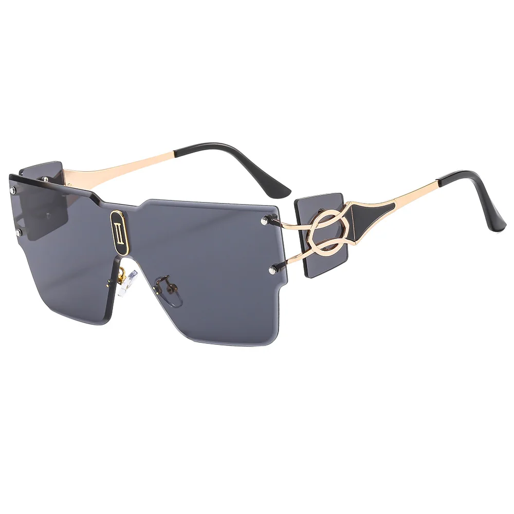 

New European and American one-piece sunglasses with frameless cut edges, watermarked sunglasses, fashionable and trendy glasses