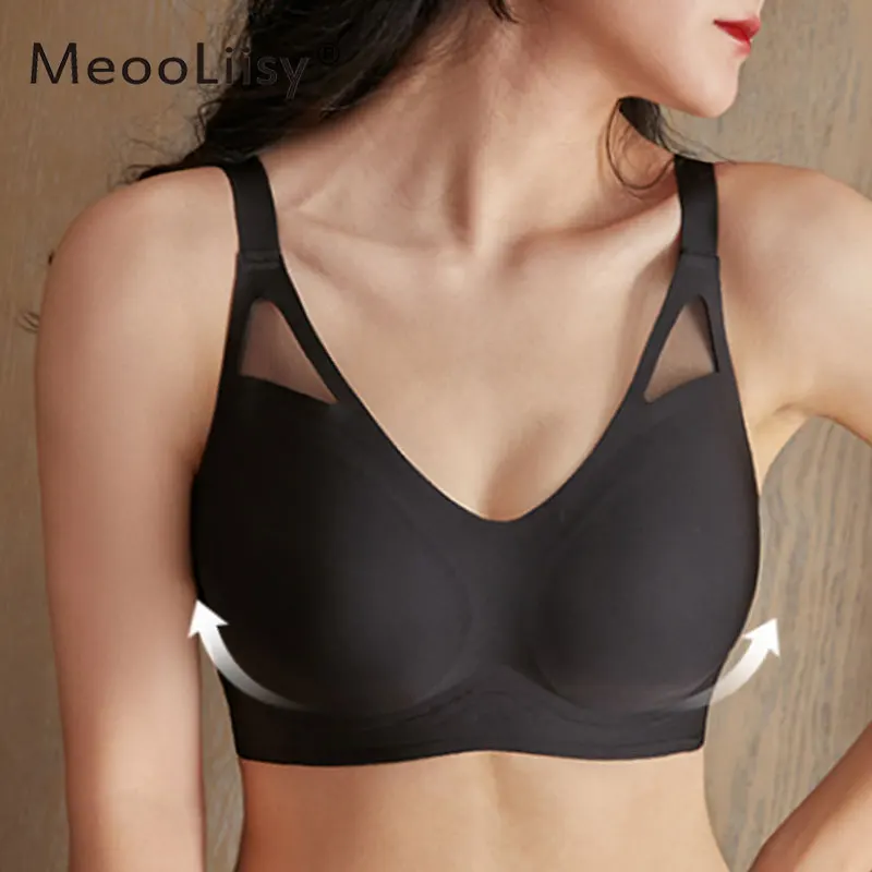 MeooLiisy E Cup Plus Size Sports Bras Women\'s Minimizer Wireless Beauty Back Lingerie Seamless Thin Brassiere