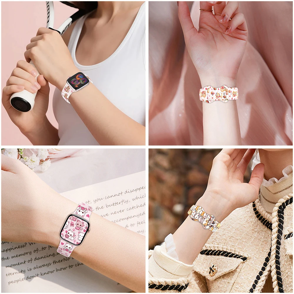 Cute Watch Band for Apple Watch 40/41/42/44/45/46/49mm, Soft and Comfortable Silicone Strap for Women.iWatch Series11 10 987 654 - view 6