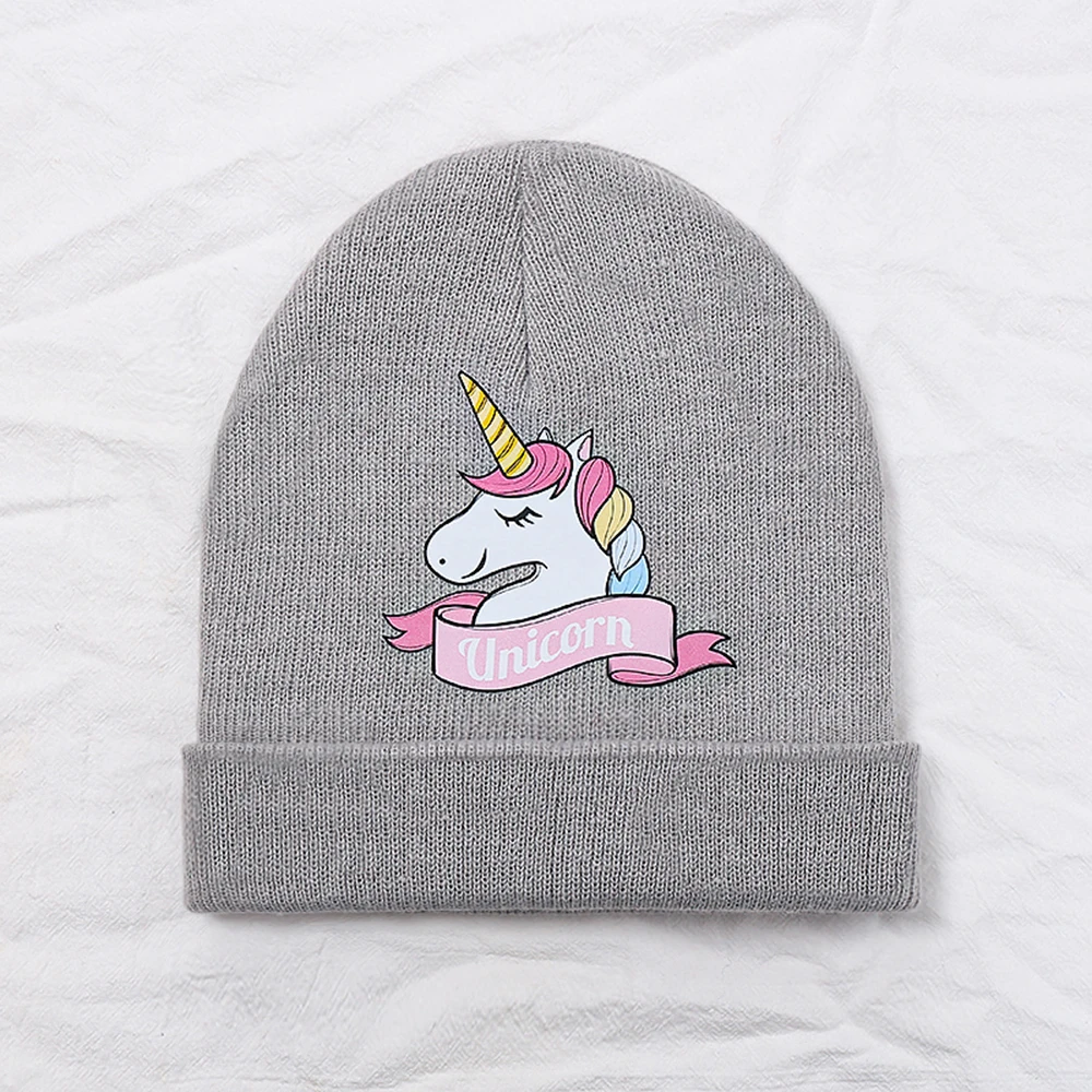 Children\'s Unicorn Caps Baby Hat Korean Baby Boys Girls Beanies Cap Winter Warm Knitted Toddler Kids Hats Bonnet 2-10 Years