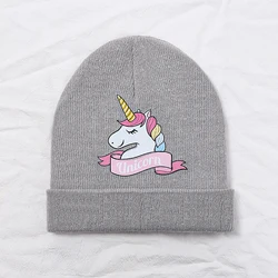 Children's Unicorn Caps Baby Hat Korean Baby Boys Girls Beanies Cap Winter Warm Knitted Toddler Kids Hats Bonnet 2-10 Years