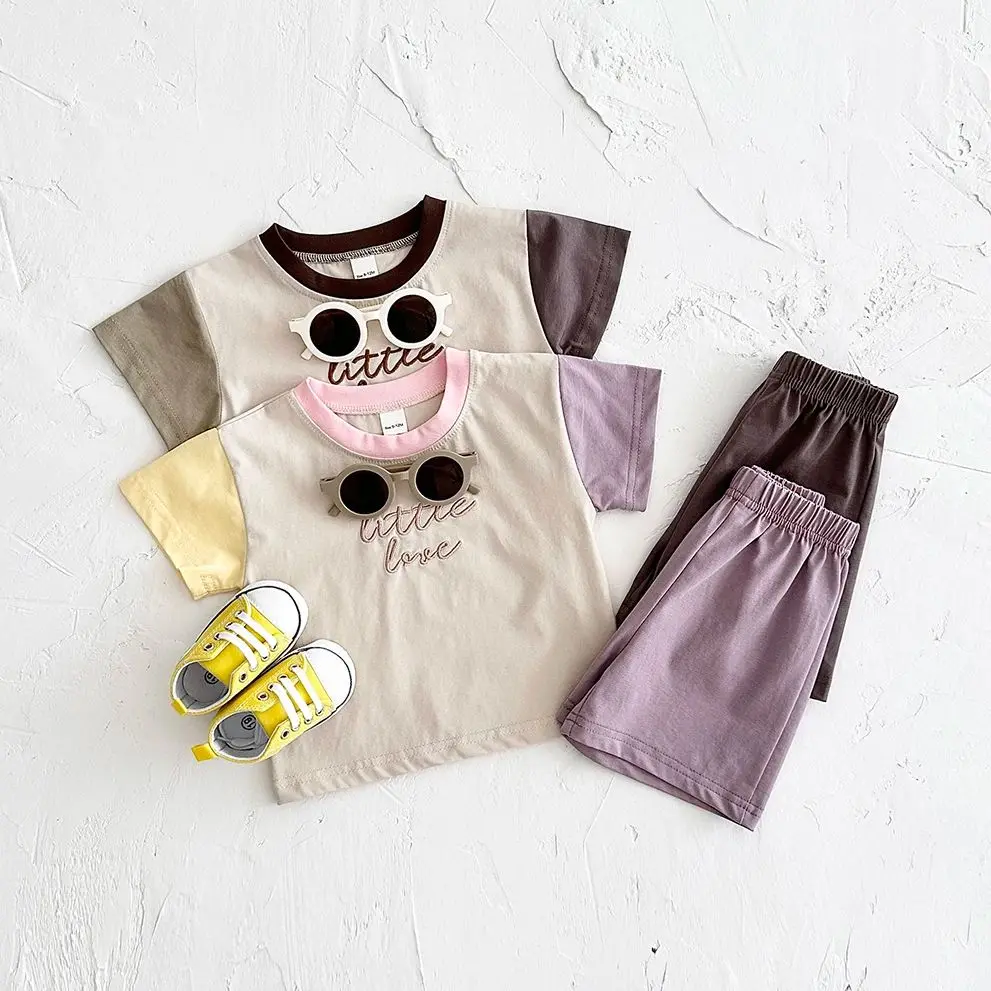 2024 Summer Baby Clothes Set Girl Clothes Newborn Baby Casual Embroidery Letters T-shirt Overall Suit Toddler Boys Infant Outfit