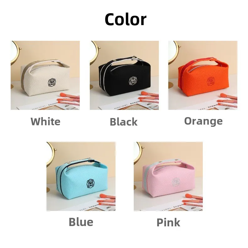Damen-Kosmetiktasche aus Canvas, tragbare Make-up-Tasche, luxuriöse Blumen-Aufbewahrungstasche, Kosmetik-Organizer, unverzichtbare Reise-Toilettentasche – Detail 2