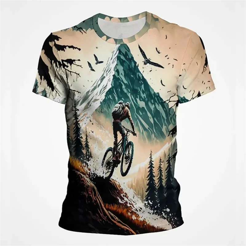 Vintage Outdoor Cycling Graphic T Shirts For Men 3D Printed Mens Bike T Shirt Tops Streetwear Bicycle Sport Jersey Tee Tops