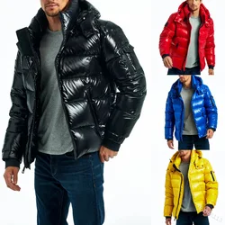 Chaqueta térmica de manga larga con capucha para hombre, abrigo corto con cremallera para mantener el calor, Parkas de invierno