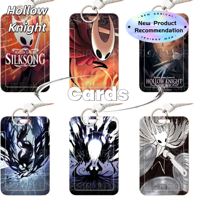 Porta carte scorrevole per studenti di merchandise anime Hollow Knight per biglietti da pasti, biglietti da autobus, documenti, copertina protettiva per carte di accesso
