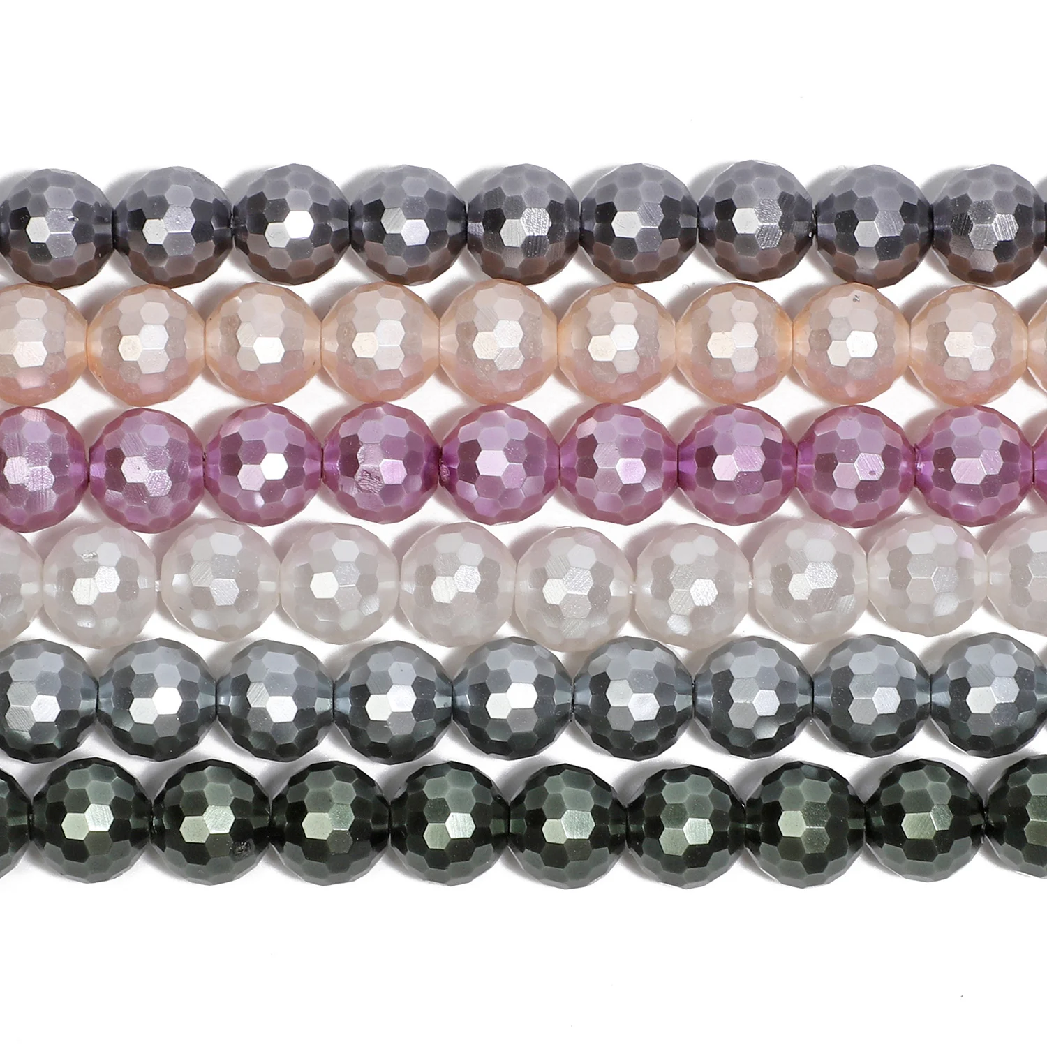 4/6/8/10mm Faceted Glass Imitation Pearl Beads Jewelry DIY Loose Bead Handicraft For Jewelry Making Bracelet Accessories