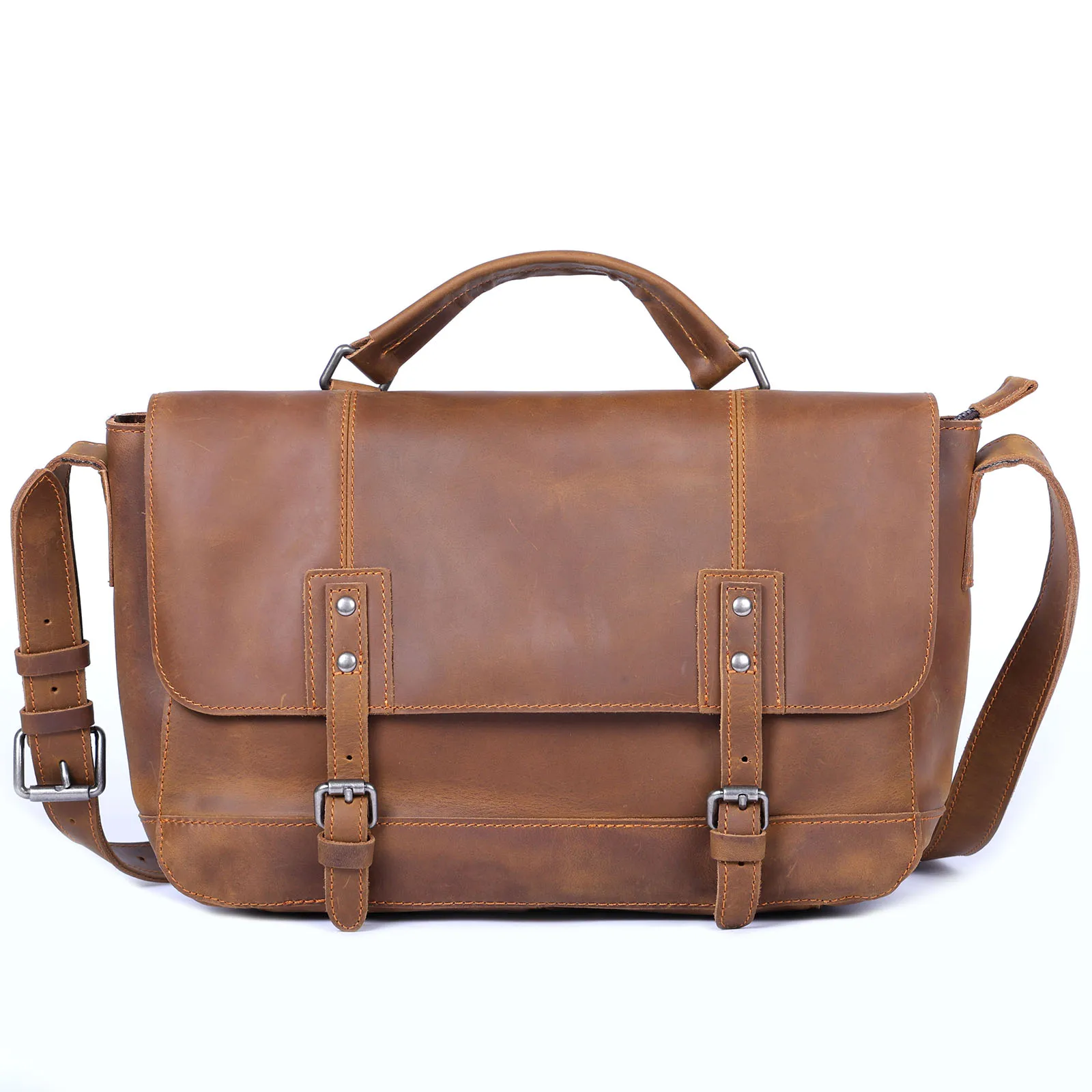 S.WORKER Vintage Herren-Umhängetasche aus Echtleder, Handgefertigte Crossbody-Tasche, Geschenk für Männer, für Handy & Schlüssel – Detail 7