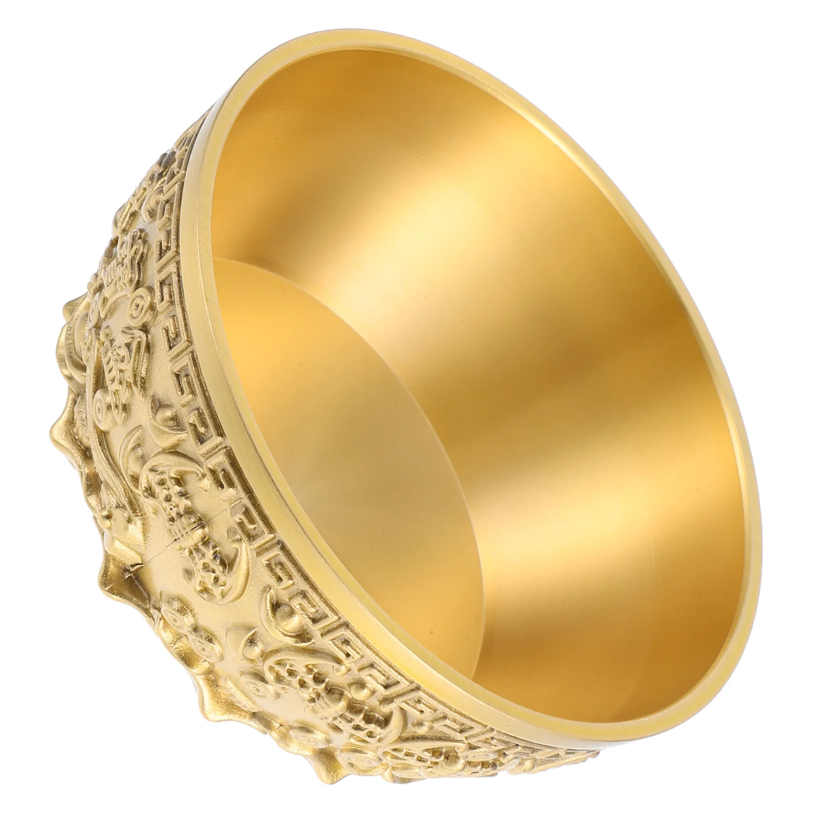 

Ornament Brass Treasure Chinese Style Decorative Offering Bowl Desktop Home Office Decoration Golden Tone Brass Bowl Crafts
