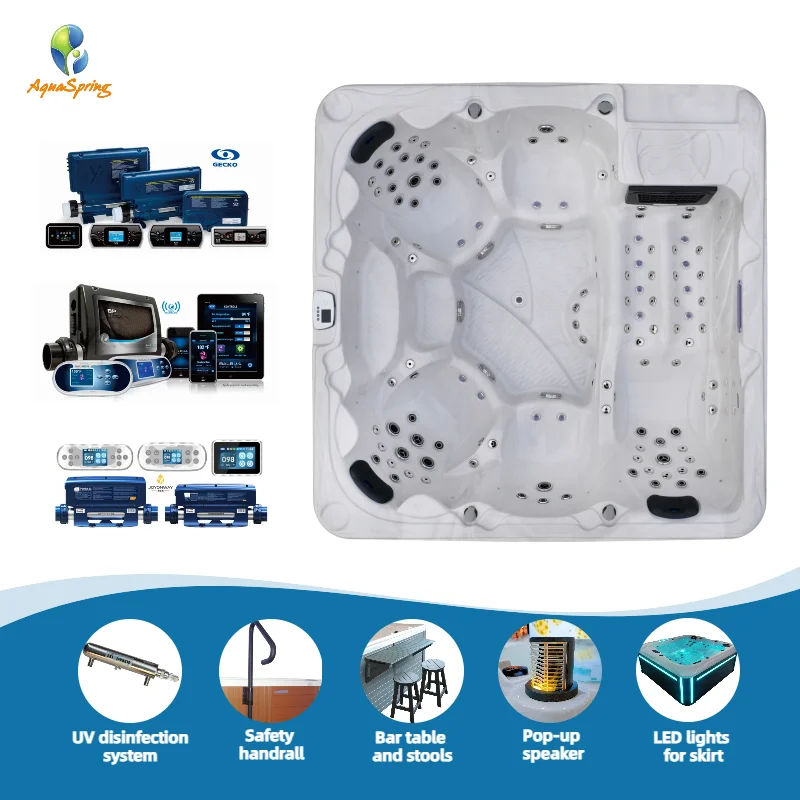 2026-Custom 5-6 Person Whirlpools Outdoor Spa Luxury 121pcs Jets Spa Tubs for Garden CE Approved