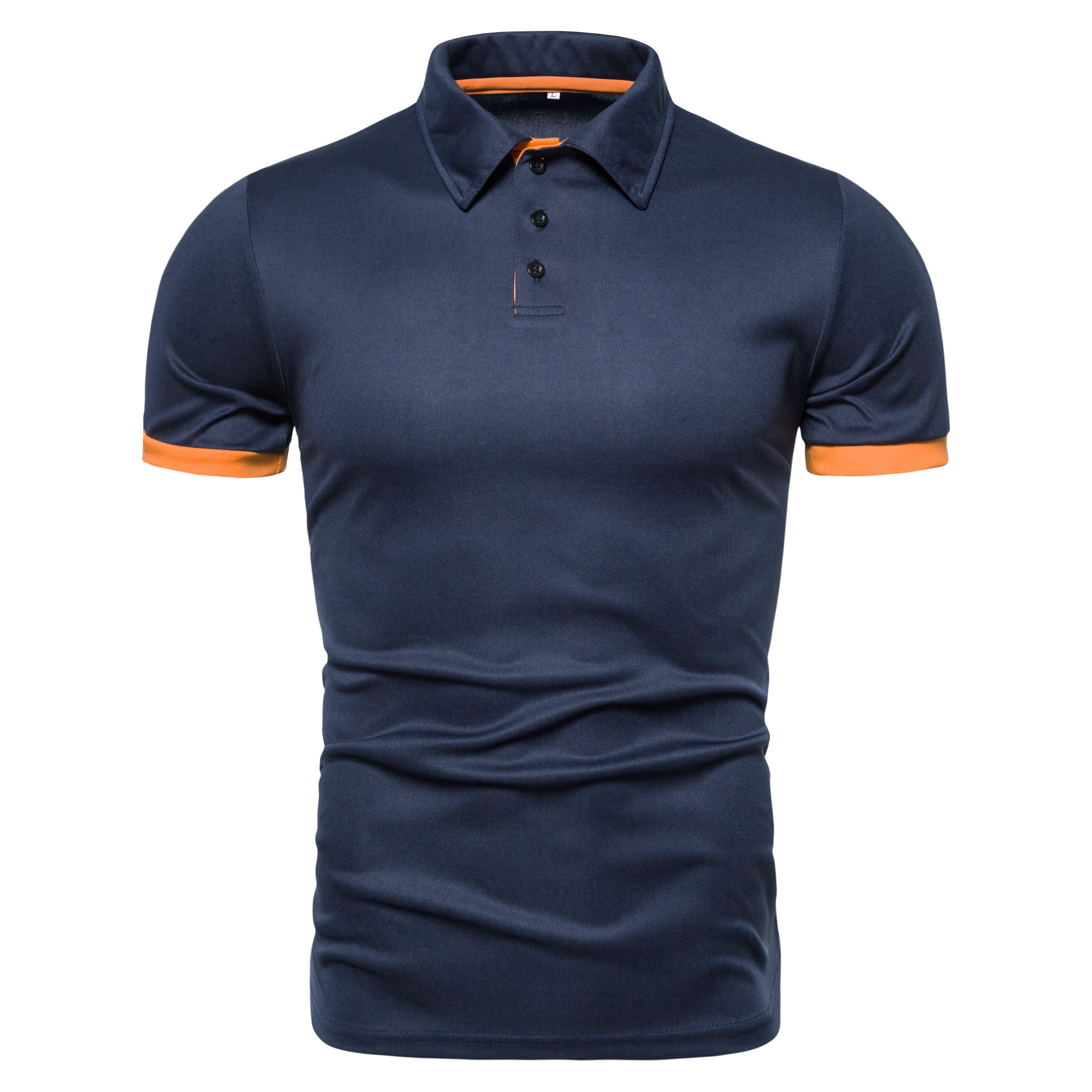 2023 New men's casual solid color short sleeved polo for foreign trade