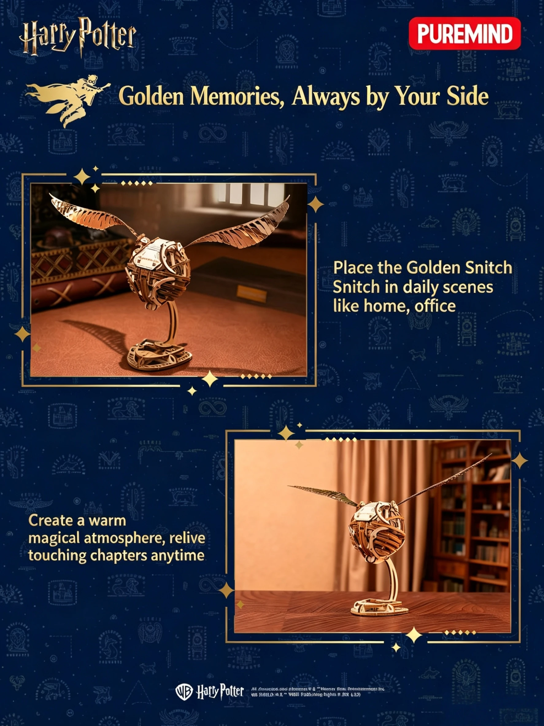 PUREMIND Harry Potter Series Peripheral Gold Snitch Assembled Model Building Blocks Desktop Decoration Collection Toys Gifts view 5