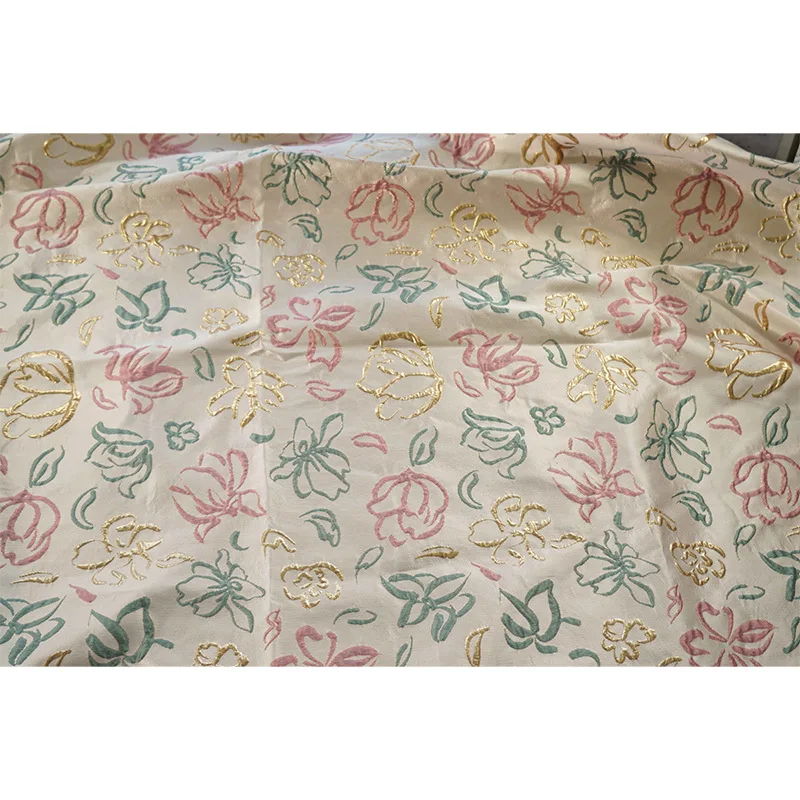 Yarn-dyed Jacquard Fabric Spring Autumn Flowers Women\'s Dress Pillow Curtain Case Bag Fashion Sewing Wholesale Cloth