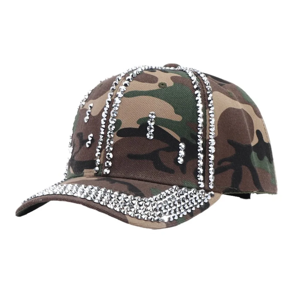 Baseball Cap Bling Crystal Decorative Rhinestone Decor Duckbill Cap Adjustable Sun Protection Outdoor Sun Hat For Men Women