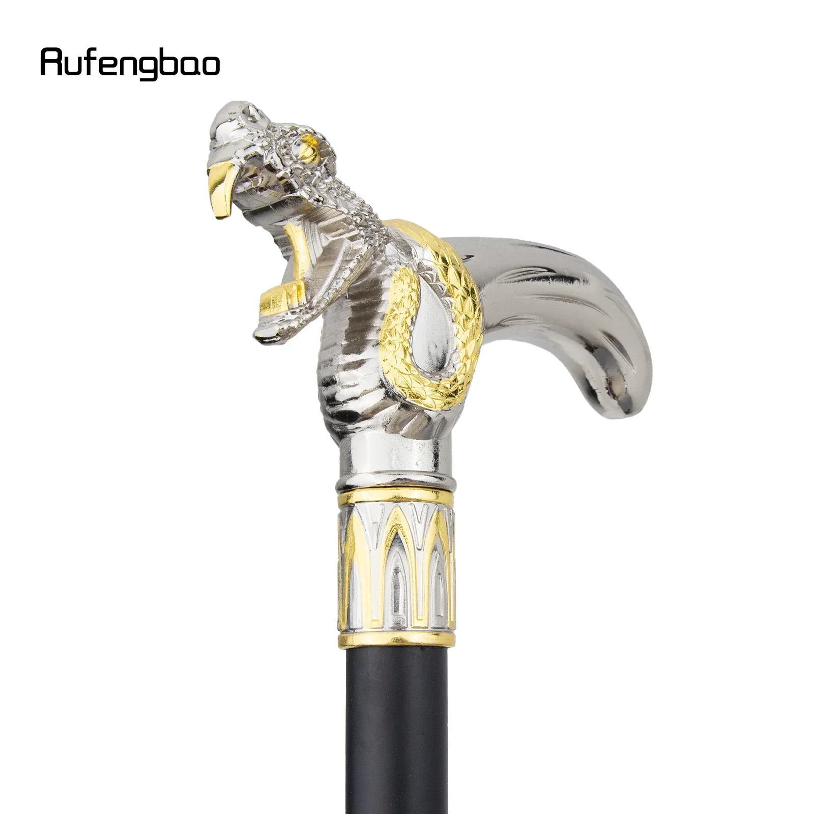 Testa di serpente bianco dorato che mordono canna da passeggio bastone da passeggio decorativo di moda gentiluomo elegante pomello per canna cosplay Crosier 92 cm