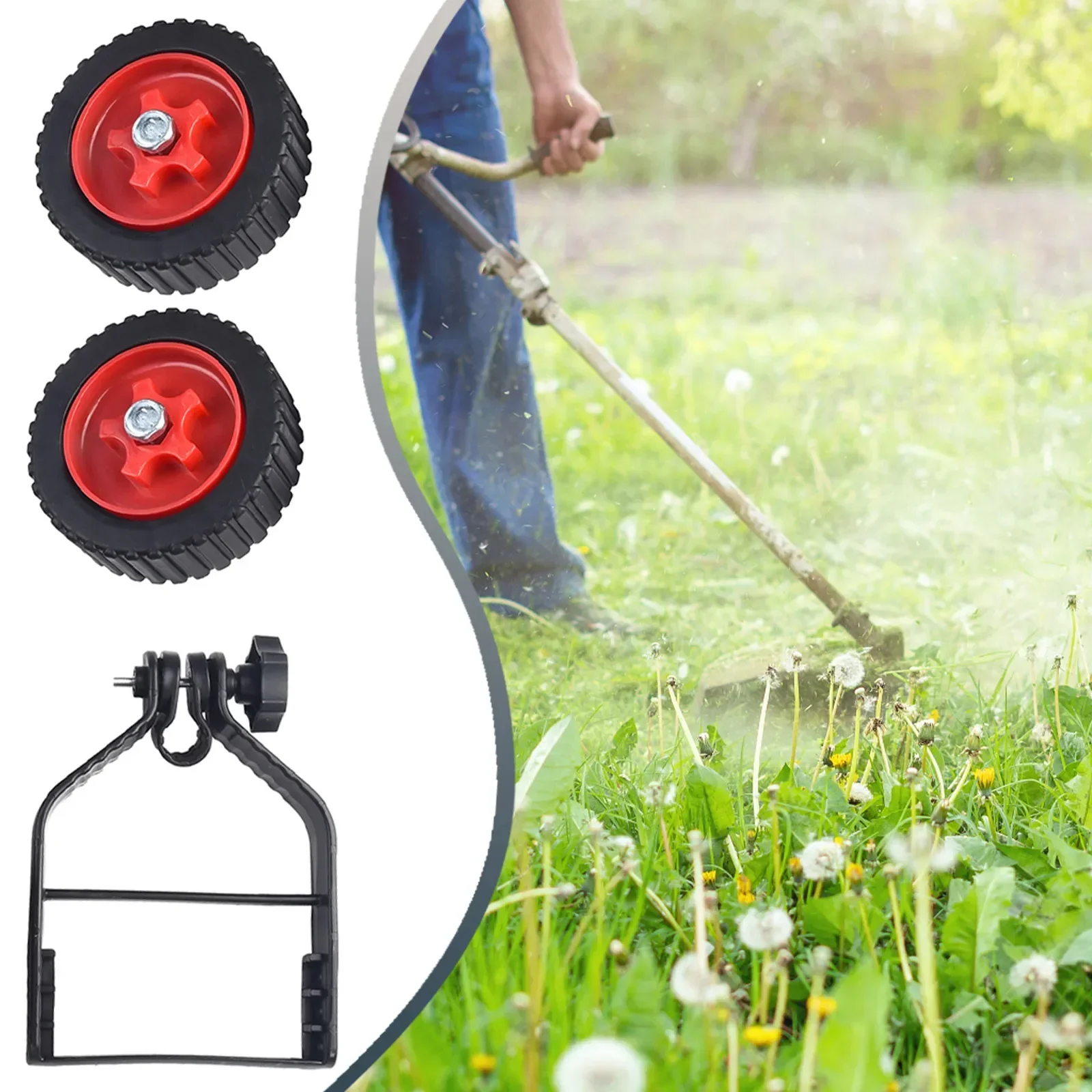 Universal String Trimmer Grass Eater Weed Cutter Adjustable Support Wheels Set For Cordless Grass Trimmer Auxiliary Wheels