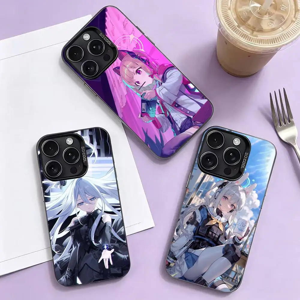 Blue Archive  Phone Case For iPhone 17,16,15,14,13Plus,Pro Max,XS,Colored Silver Plated Inside