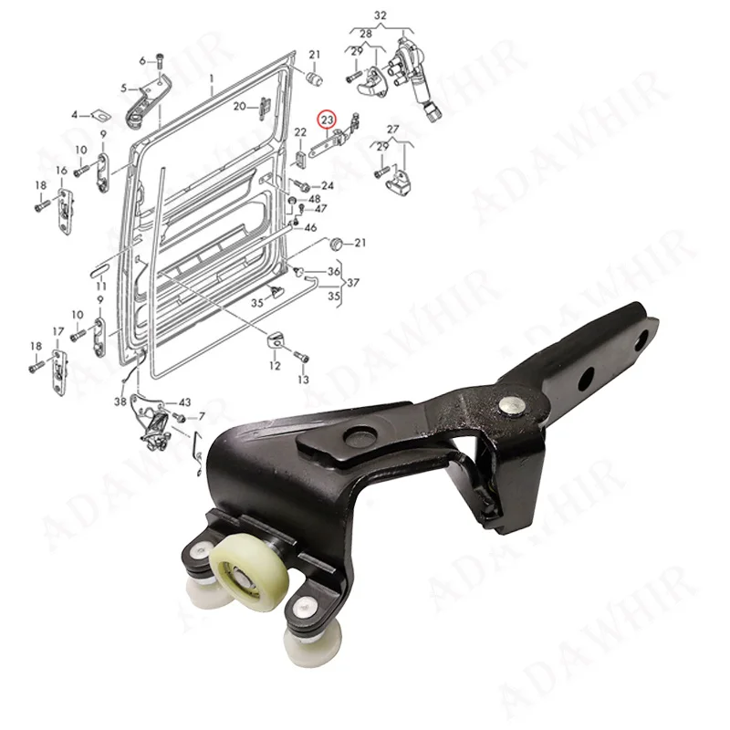 

7H0843336 Right sliding door middle guide wheel hinge for VW TRANSPORTER Campmob. (Typ2/Transp./LT) 2003-2016 7E0843336