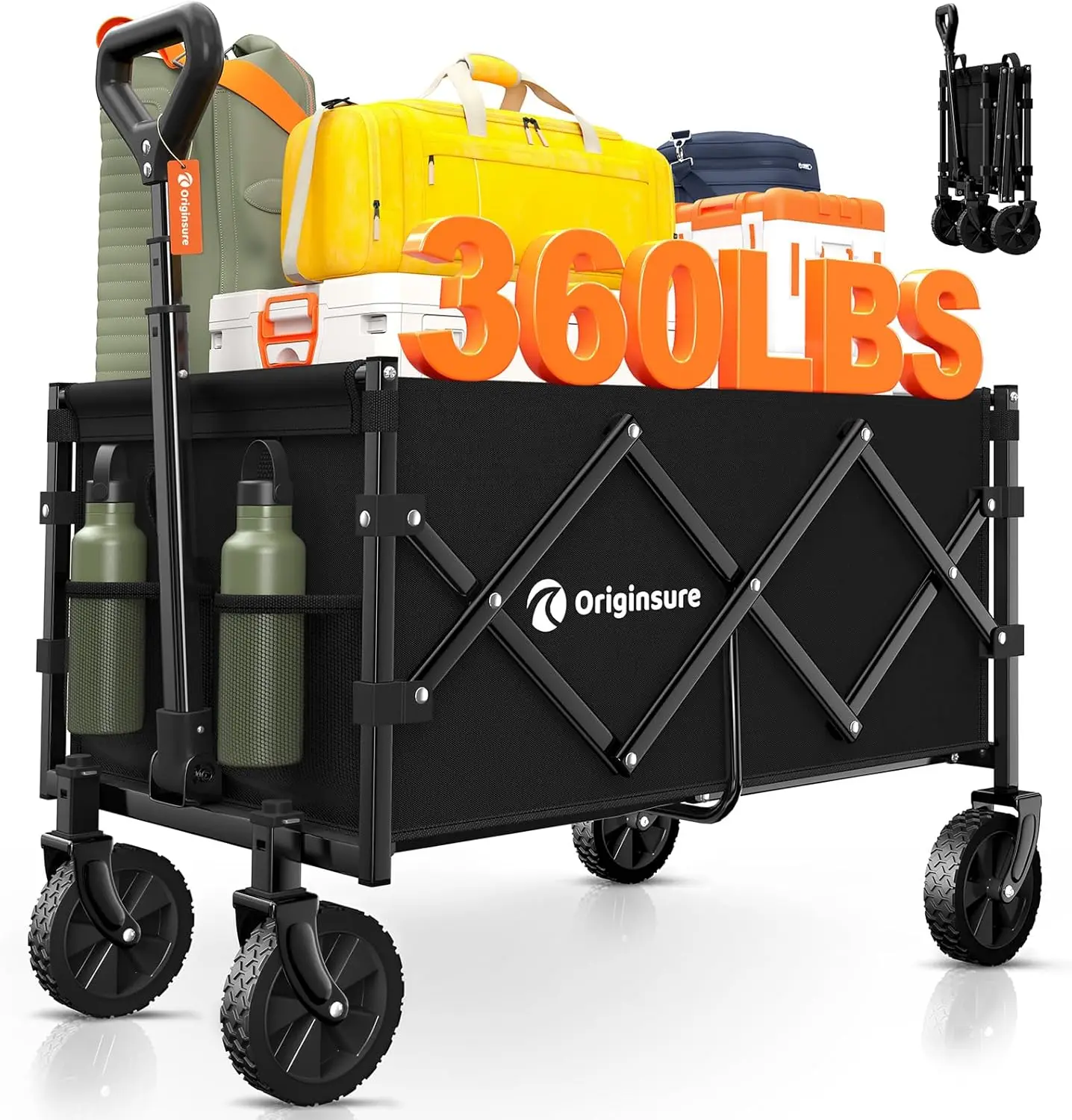 

Collapsible Wagon Cart Foldable - Portable Heavy Duty Folding Beach Wagons with Wheels - Outdoor