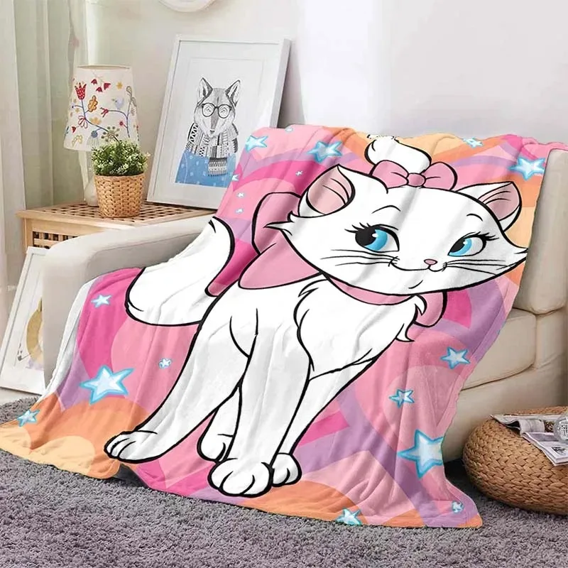 Disney Cute Mary Cat Cartoon Blanket, Picnic Sofa Travel Office Blanket, Home Bedroom Warm Bed Blanket