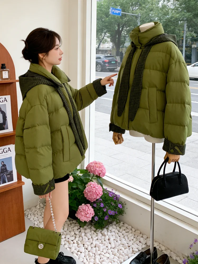 

Хлопковое тюлевое женское модное зимнее пальто в стиле ретро Hong Kong Sle Color Blo с капюшоном, свободная посадка, длинная свеч, защита от ультрафиолета