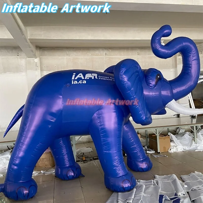 Custom Made 3 Meters Length Air Blown Blue Elephant for Event Party Decoration Toys