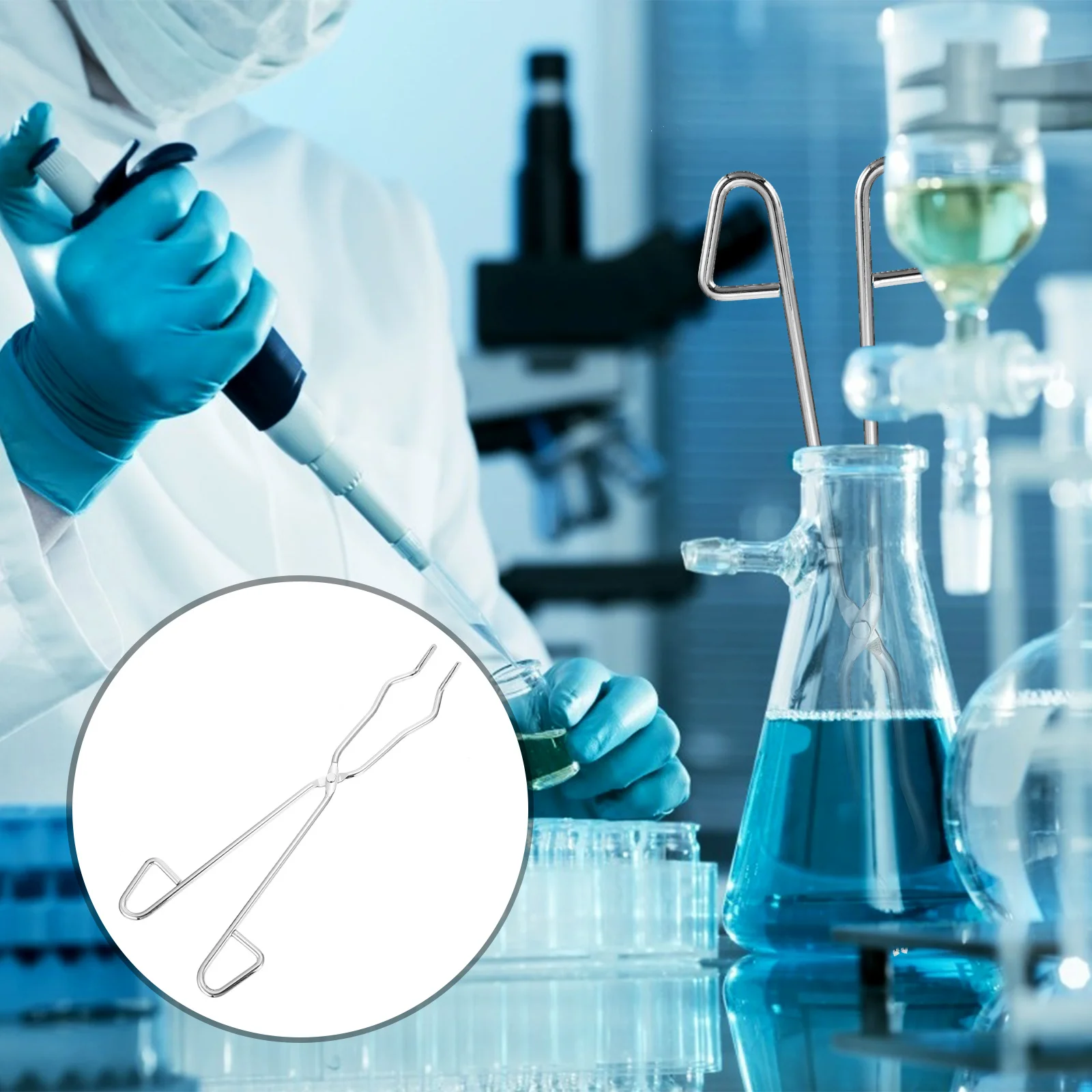 

1Pcs 350mm Silver Crucible Tong Premium Material Sturdy Longevity Professional Laboratory Clamp Laboratory Crucible Clamp