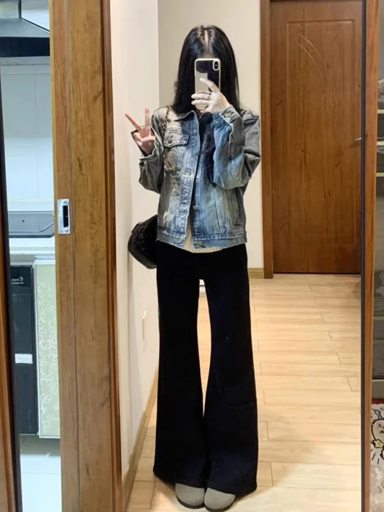 

Женские джинсы с высокой талией, расклешенные, прямого кроя, стрейчевые, буткат, повседневные, утягивающие