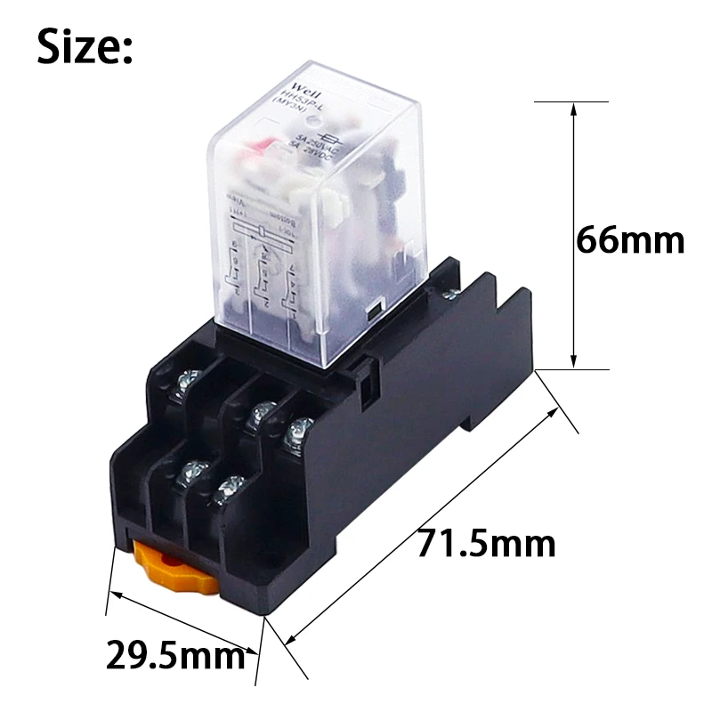 10Set MY3NJ HH53P 3NO3NC Relay With Socket Base Coil General DPDT Micro Mini Electromagnetic Relay Switch LED AC220V DC24V New