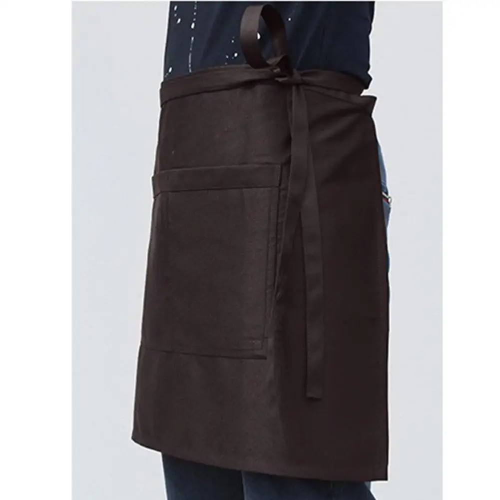 Half Short Waist Polyester Apron Waitress Waiter With Pocket  Premium Dust-proof Cooking Apron Waterproof Anti-oil Kitchen Pub