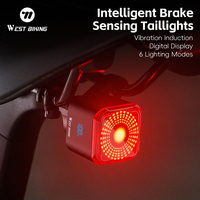 WEST BIKING Bike Tail Light Smart Sensing MTB Road Bike Rear Light IPX5 Waterproof Type-C Charging Taillight Cycling Accessory
