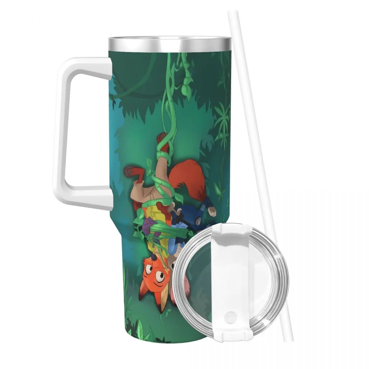 Stainless Steel Tumbler Zootopia Nick Judy Cartoon Car Mugs With Straws Travelist Cold Water Bottle Leakproof Large Thermal Cups