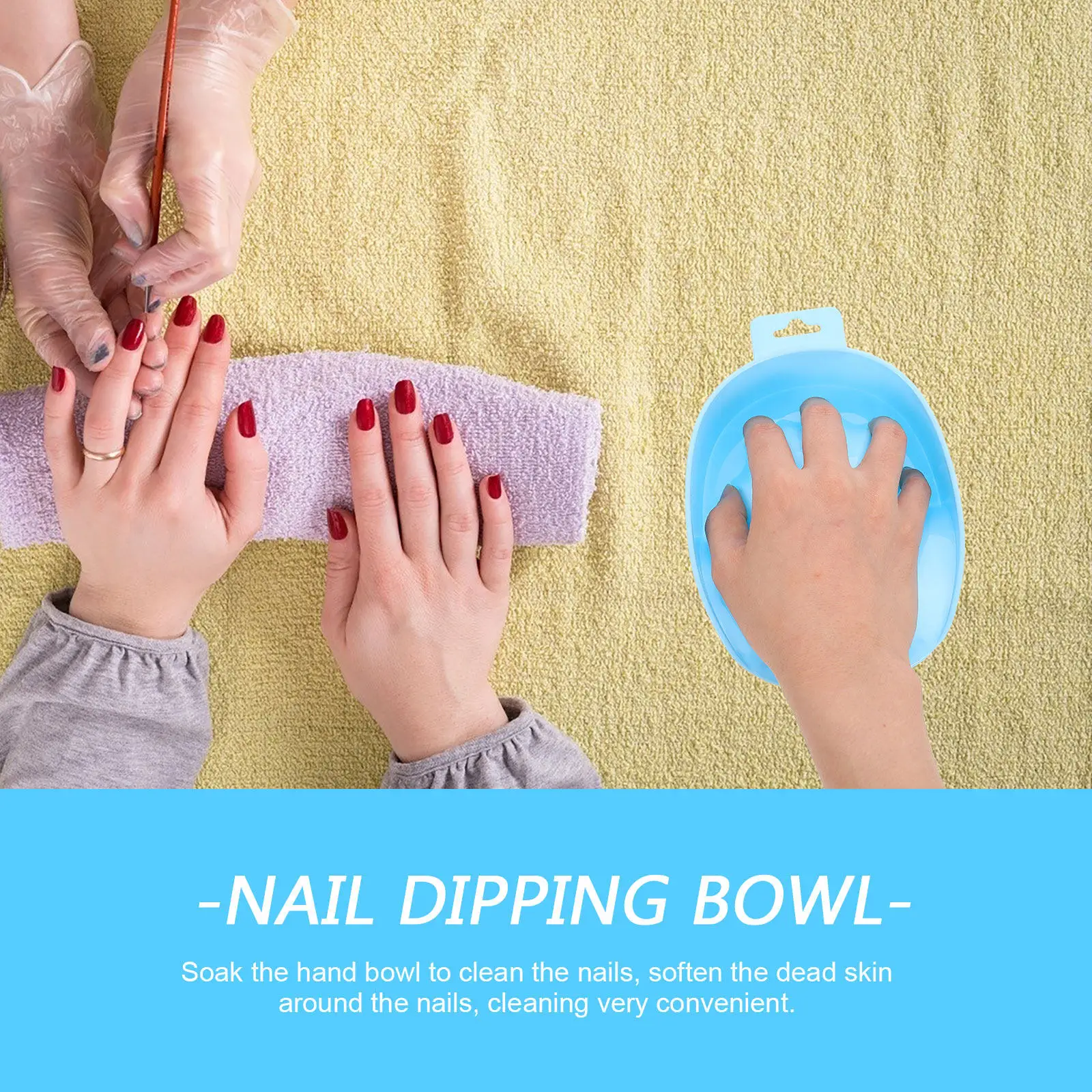 Bol de trempage des ongles en plastique de qualité supérieure, 2 pièces, pour soins des mains, outil de spa, adoucit les cuticules, à utiliser à la maison ou en salon