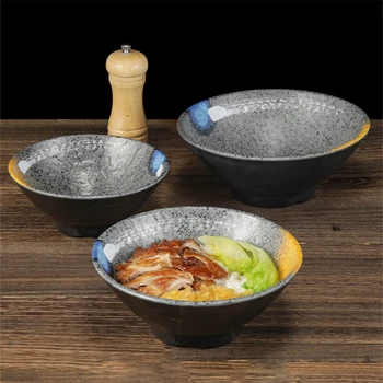 대구경 국수 그릇 멜라민 라멘 그릇, 일본식 학생 음식 용기, 주방 밥 수프 그릇, 건강한 식기