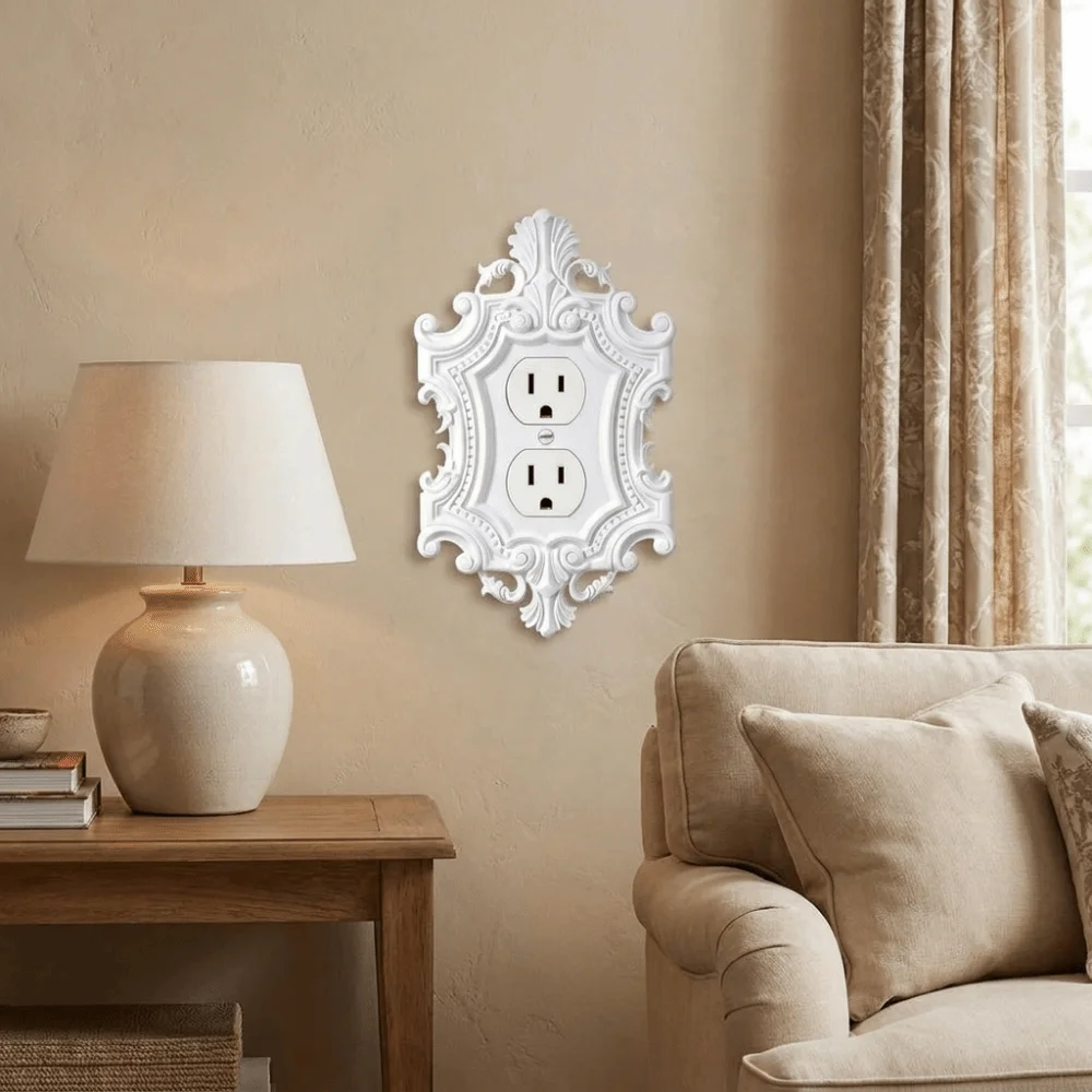 Plastic Switch Plate Cover Toggle Light Carved Decorative Wall Switch Frame Duplex Outlet Antique Carved Switch Cover Farmhouse